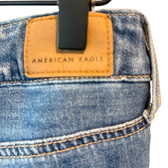 American Eagle Tom Girl Ripped Distressed Button Fly Med Wash Jeans - Picture 6 of 13